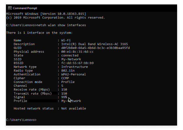 How to Check WiFi Signal Using Command Prompt Step 3